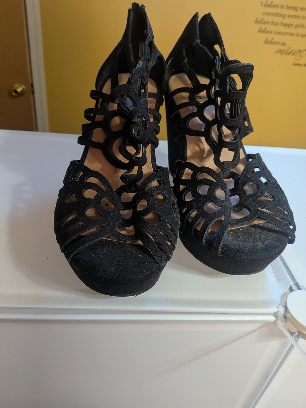 torrid Black Laser-Cut Platform Heels